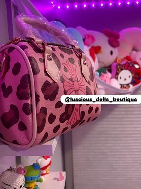 Pink Leopard Print Bow Accent Satchel
